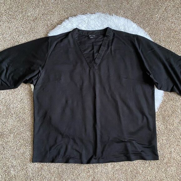 City Chic Black Top Viscose Nylon Button Sleeve Womens Size Large 20 - Picture 1 of 7